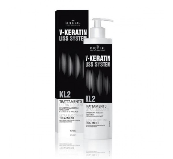 Изглаждаща терапия за коса Brelil V-Keratin Liss System KL2 Ultra Smoothing Treatment 500ml,